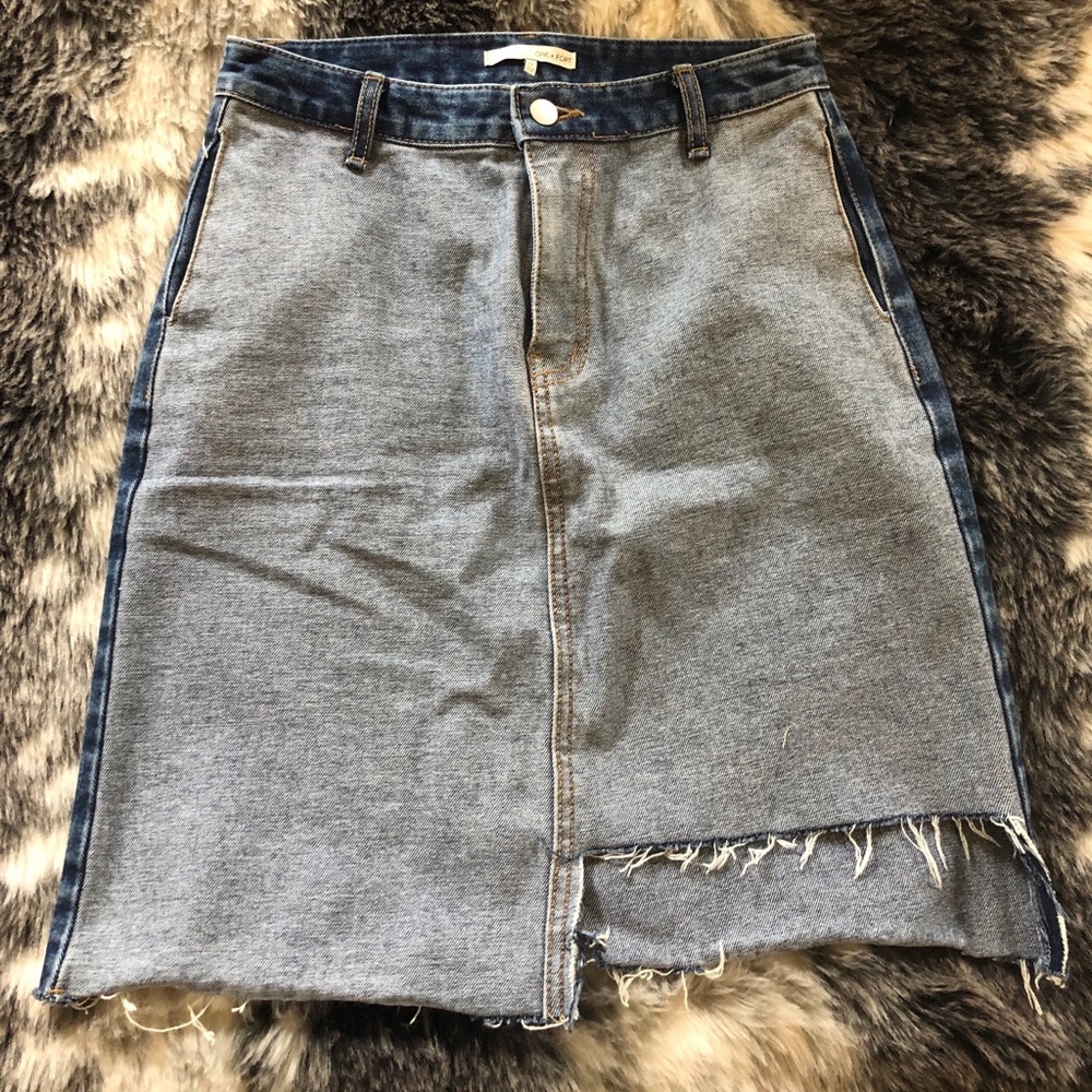 Oak + Fort Distressed Denim Skirt